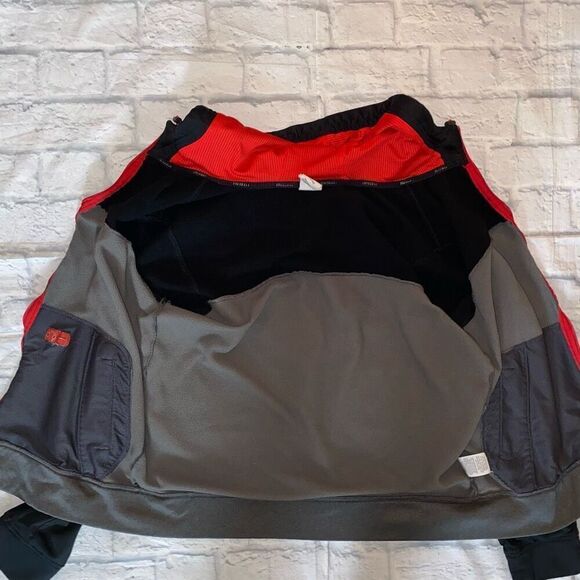 Russell men M fu zip hooded jacket w/front pockets grey black red - Picture 5 of 10